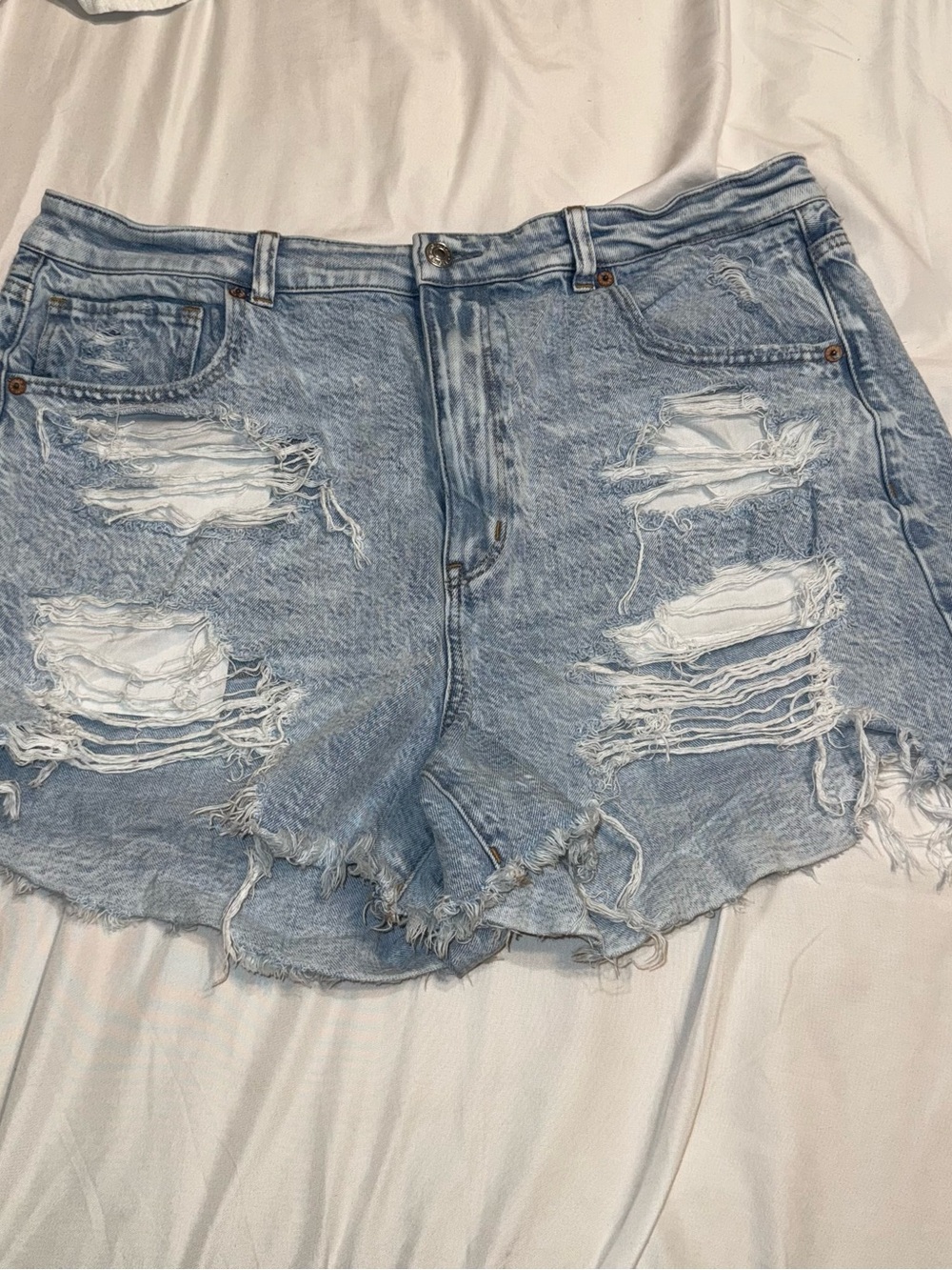 American Eagle Outfitters Light Wash Distressed Denim Shorts